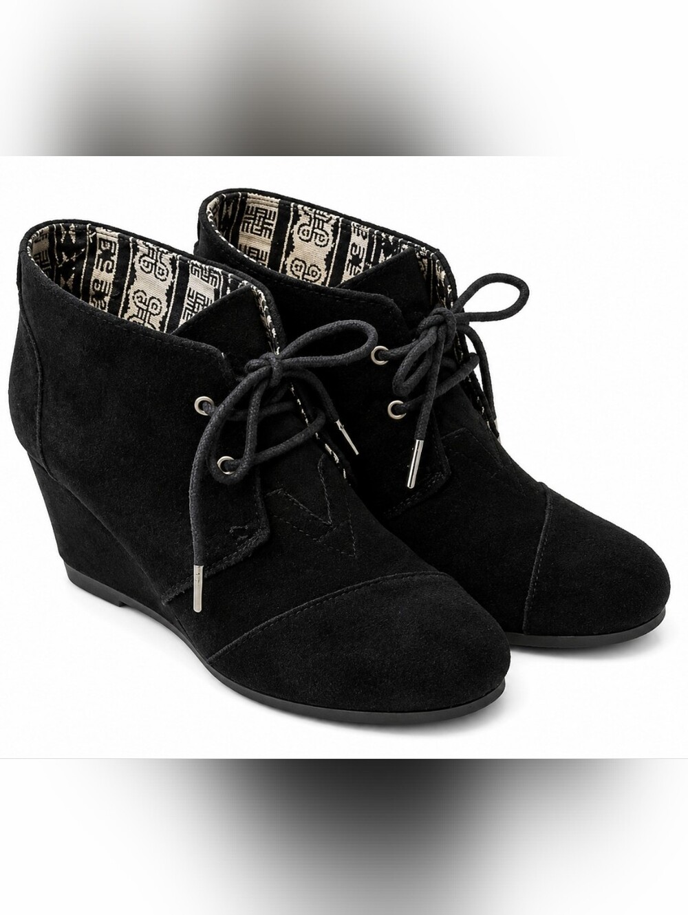 Toms Women's Suede Ankle Boots Black Size 8